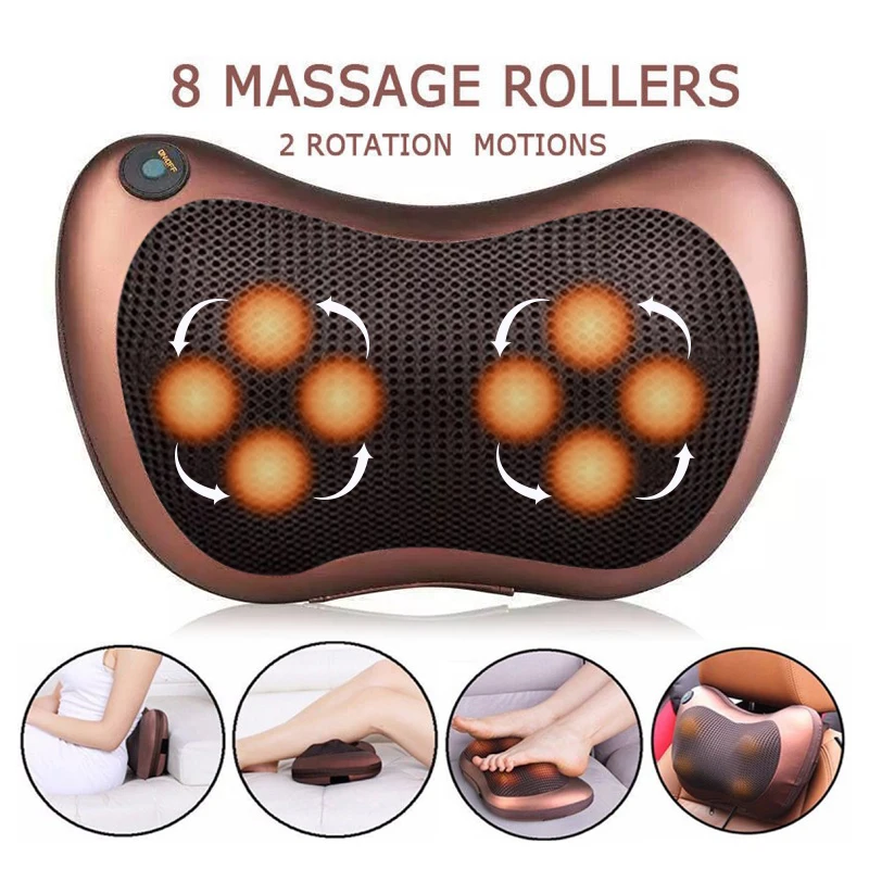

Head Neck Massager Car Home Cervical Shiatsu Massage Neck Back Waist Body Electric Multifunctional Massage Pillow Cushion