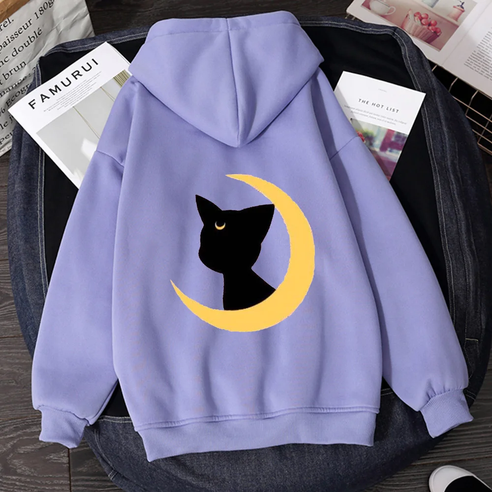 Cute Cat Streetwear Harajuku Oversize Sweatshirt Basic Hoodie Kpop Sweetshirt E Girl Clothes Aesthetic Punk Winter Women Hoodies