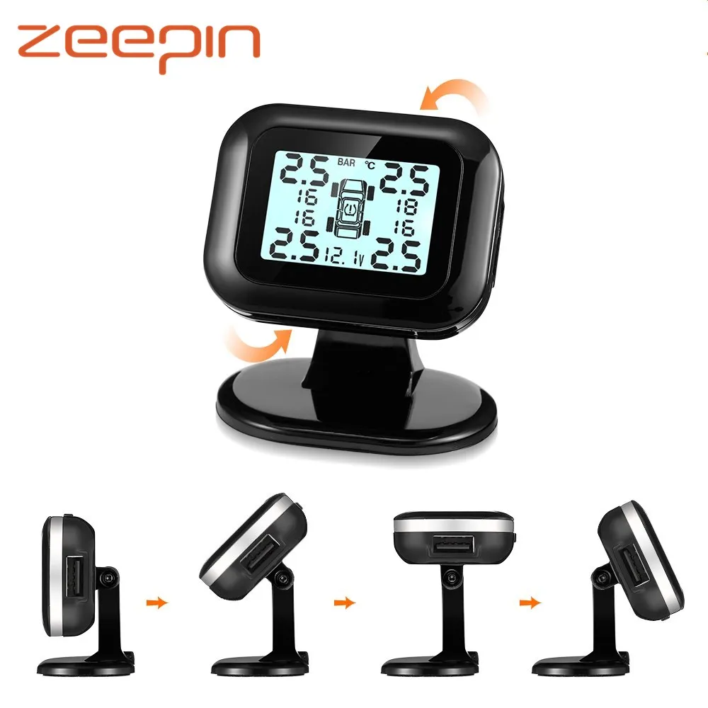 ZEEPIN C120 USB TPMS 5V Регулируемый HD ЖК экран Универсальная автомобильная система