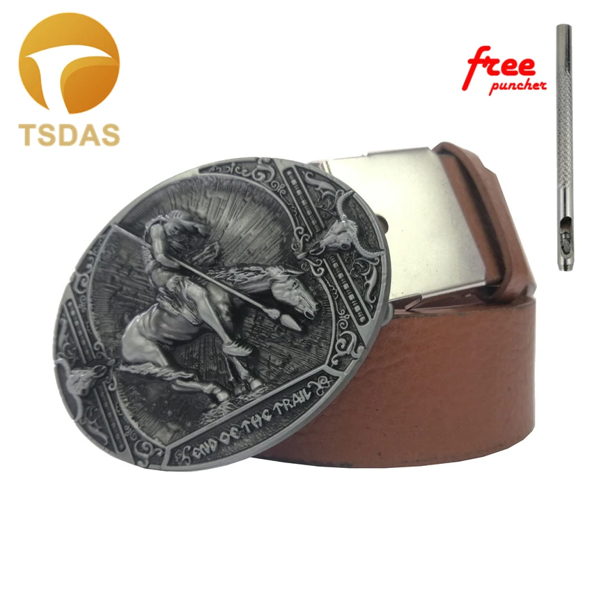 Ковбойская пряжка для ремня с серебряным металлическим покрытием Мужская