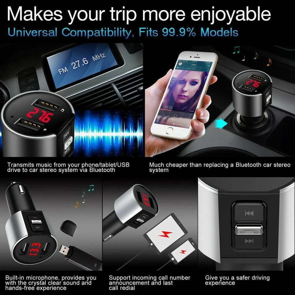 

Автомобильный беспроводной Bluetooth FM-передатчик с функцией памяти