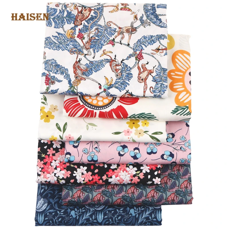 

Haisen,7pcs/Lot,40x50cm,Floral Printed Twill Cotton Fabrics Patchwork Cloth DIY Sewing Quilting Tissue Material For Baby&Child's