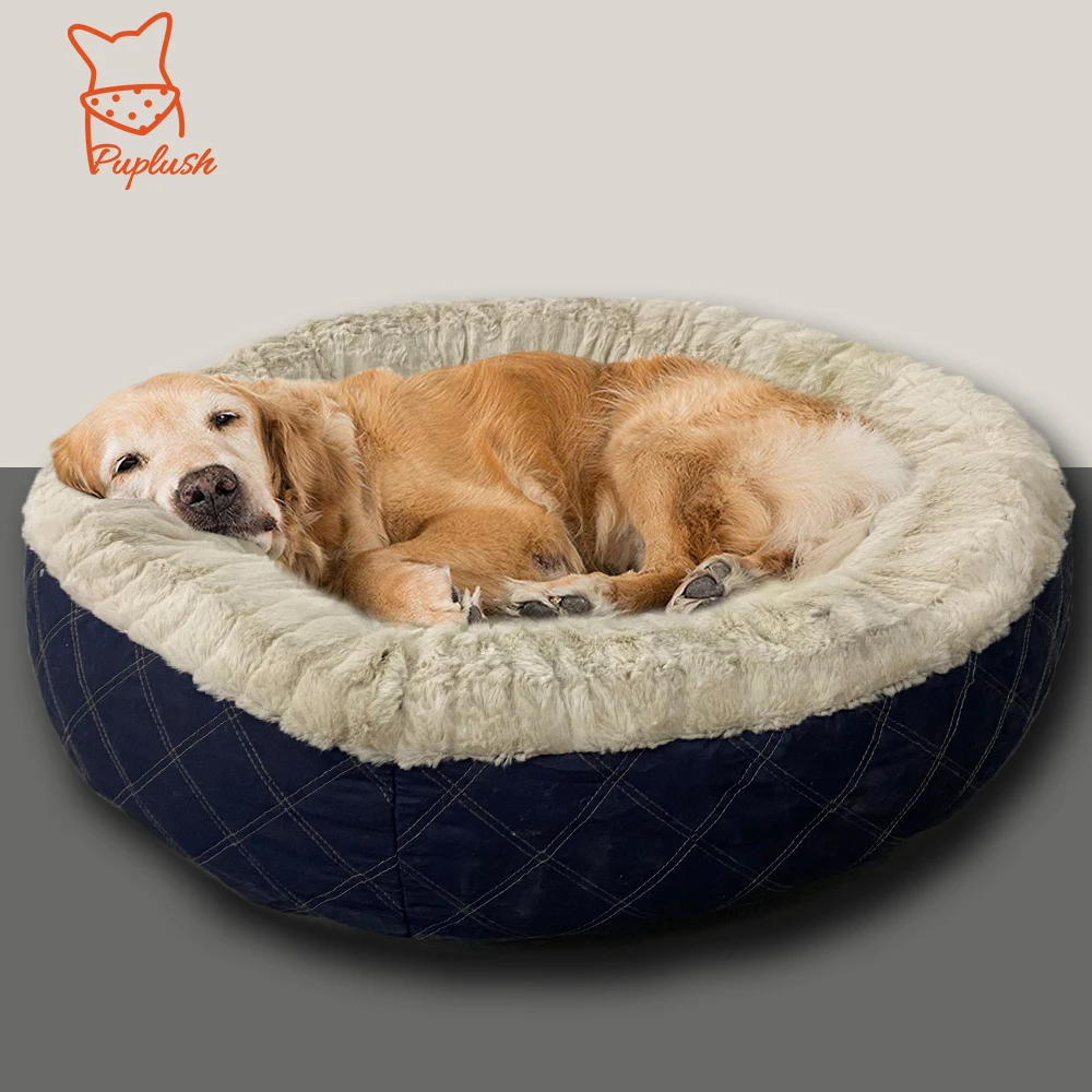 

75 см диаметр большие кровати для хот-догов большие собаки хлопок пушистая кровать для собаки диван домашний коврик успокаивающие кровати д...