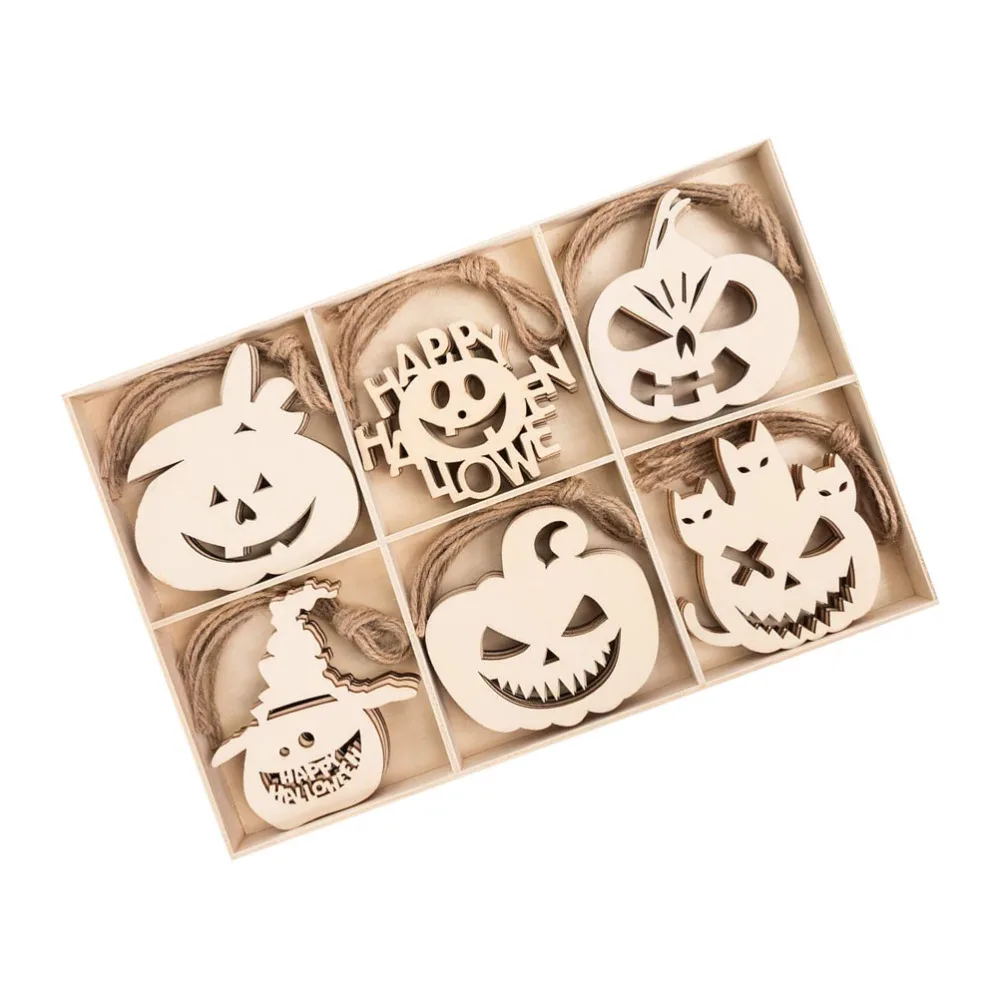 

60PCS Wooden Hanging Tag Decor DIY Wooden Crafts Pendant