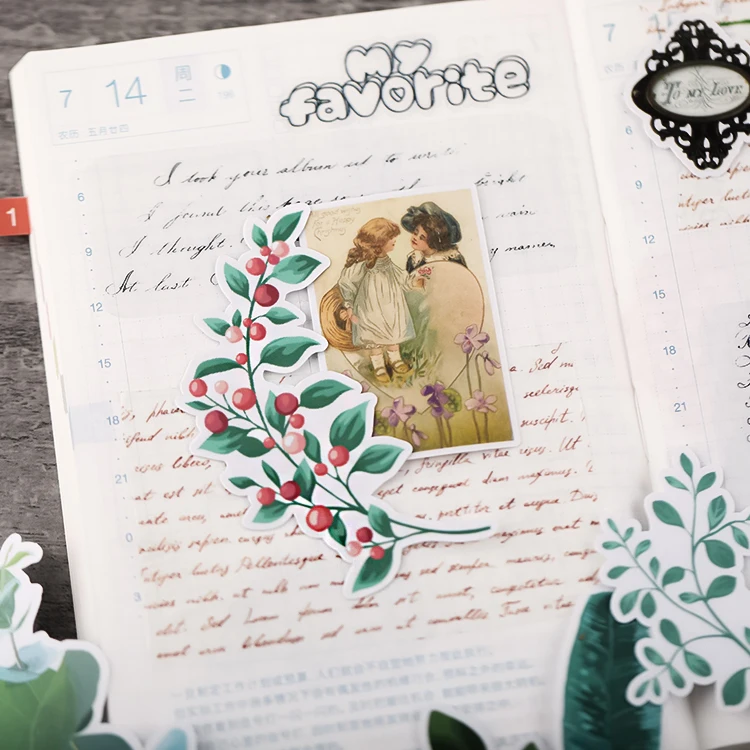 50 шт. &quotРусалка&quot симпатичная Верхняя одежда Зеленый лист наклейка с