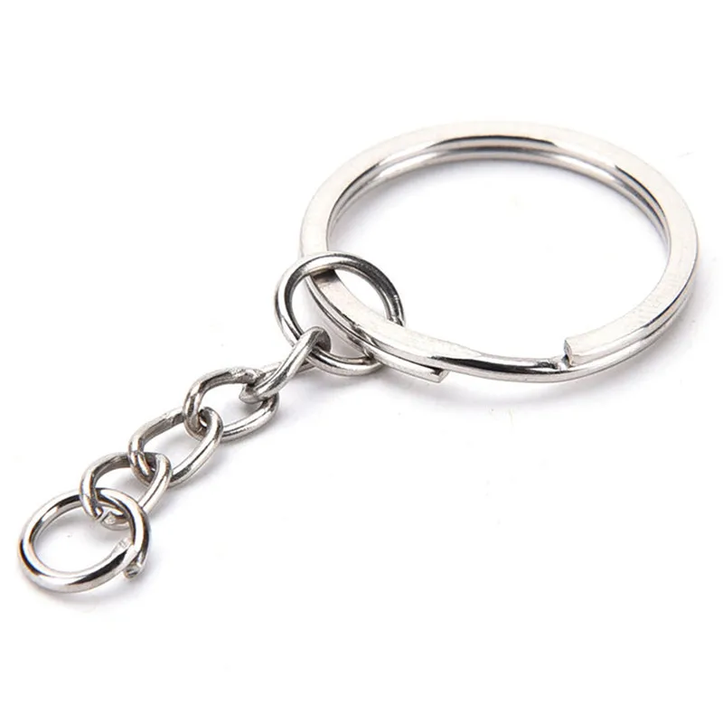 50PCS/10PC 25mm/30mm Polished Silver Keyring Keychain Split Ring With Short Chain Key Rings Women Men DIY Chains Accessories | Украшения и