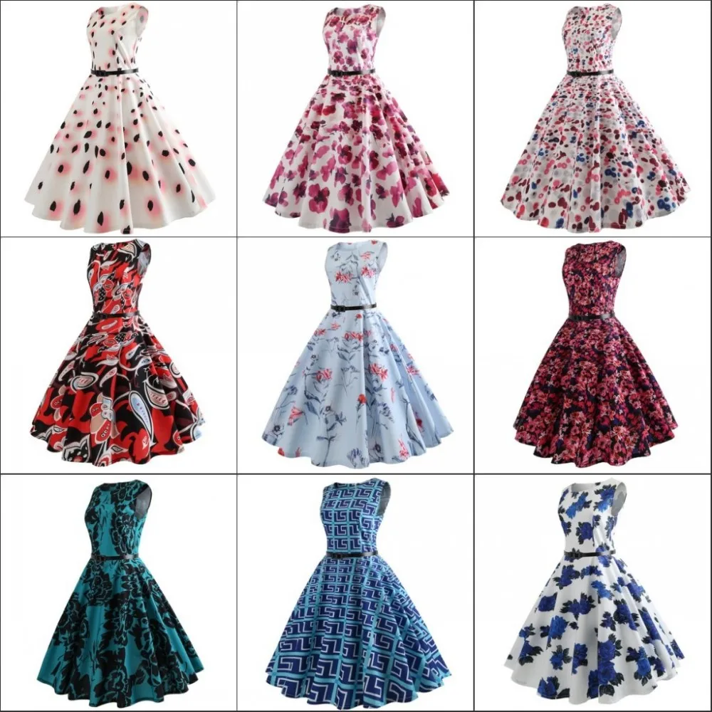 Модное женское банкетное платье без рукавов с цветочным принтом простое до