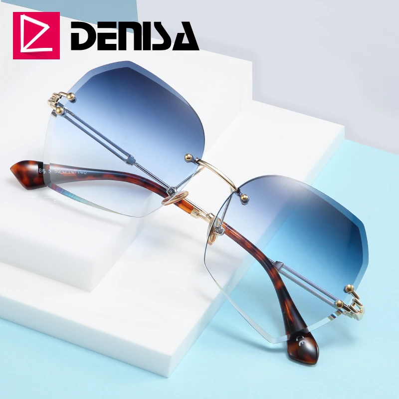 Женские солнцезащитные очки без оправы DENISA в металлической оправе UV400 G18603