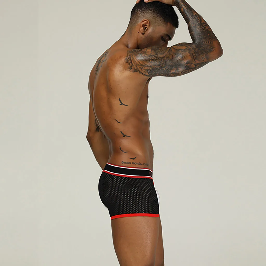 Боксеры мужские однотонные пикантное удобное нижнее белье дышащее короткие