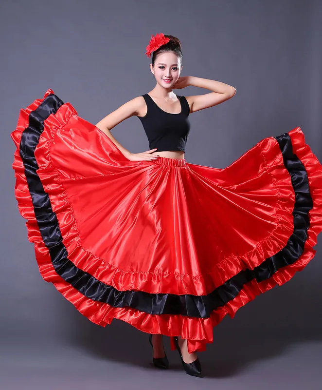 Women Spanish Flamenco Costume Dance Skirt Stage Performance Competition Big Swing Dress Gypsy Style Ballet Bullfight Costumes