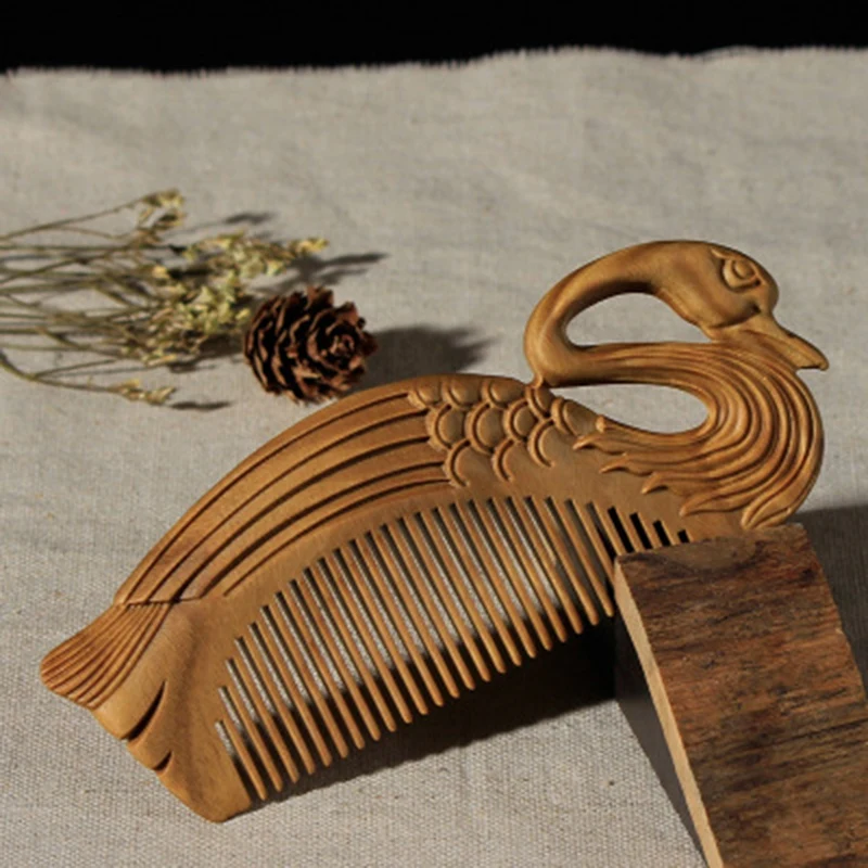 Бутик Лебедь натуральное зеленое сандаловое дерево расческа все мелкий зуб без