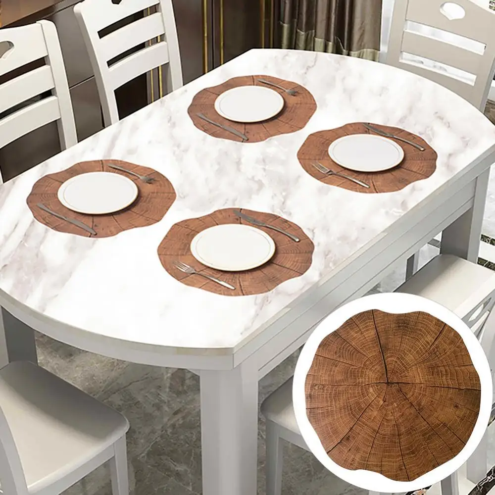 

Wood Grain Plastic Placemat Table Mat Coaster Coffee Tea Cup Coasters Mat Placemat Cup Plate Bowl Pad Coaster Anti-skid Decor