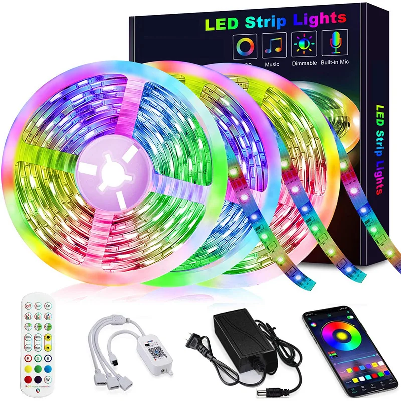 

LED Lights APP Control Music Sync RGB 5050 Color Changing Led Light Strips Led Strip Lights with Remote for Room Home Decoration