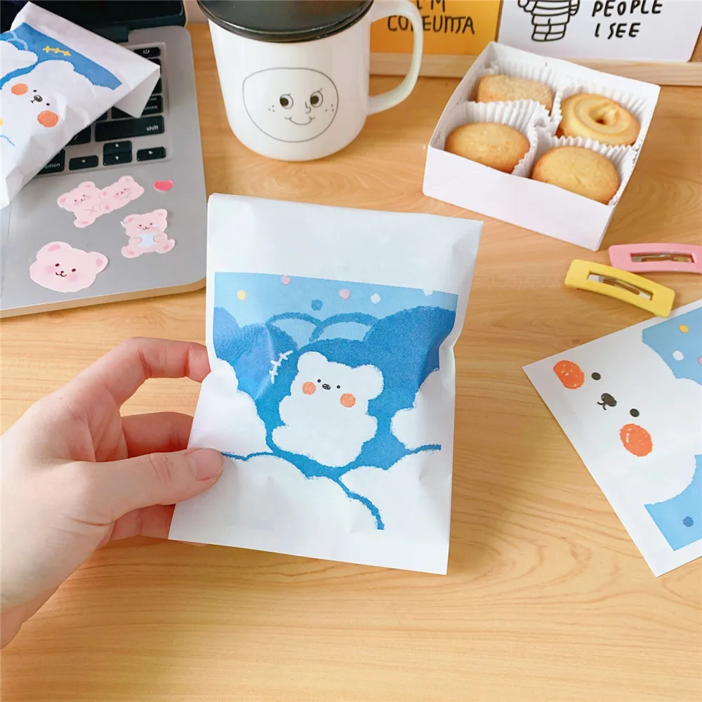 4 шт. крафт бумажные пакеты сумка для конфет шеврон Kawaii милая свадьбы дня рождения