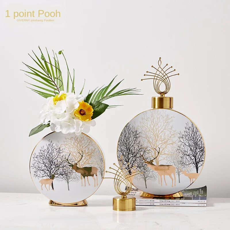 

European-style modern simple light luxury ceramic vase decoration flower Ware home living room flower arrangement interior decor