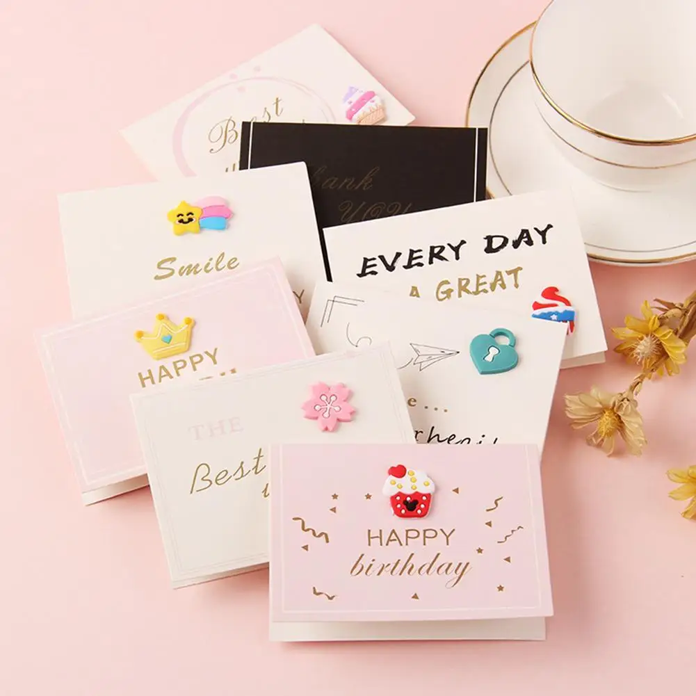 

7Pcs Simple Party Foldable Greeting Card Thank you Leave a Message Paper Cards Wedding Love Home