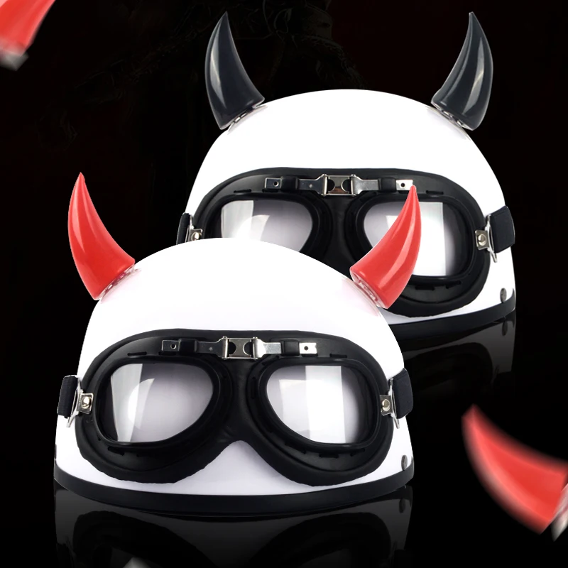 Шлем мотоциклетный автомобильный с дьявольским Рогом украшение на все лицо