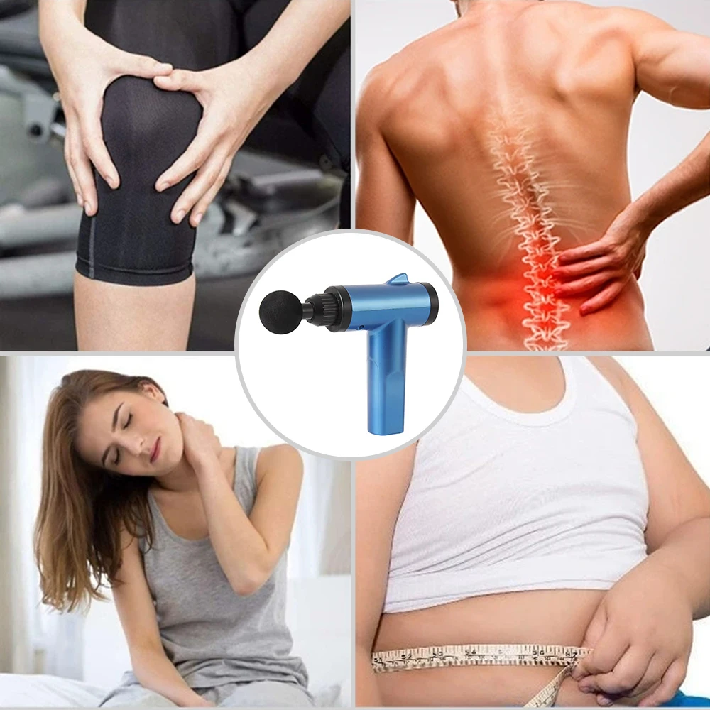 

Electric Muscle Massage Gun with 4 Replaceable Heads 6 Speed Handheld Deep Tissue Body Massage for Back Arm Shoulder Pain Reliev