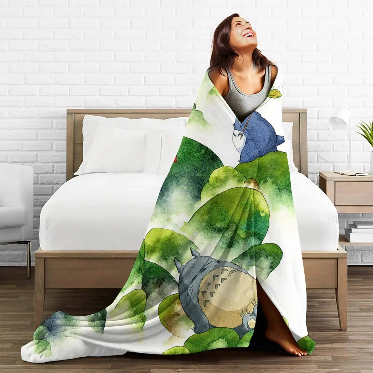 Одеяла фланелевые в японском стиле тонари из м/ф Мой сосед Тоторо 150x125 см | Дом и