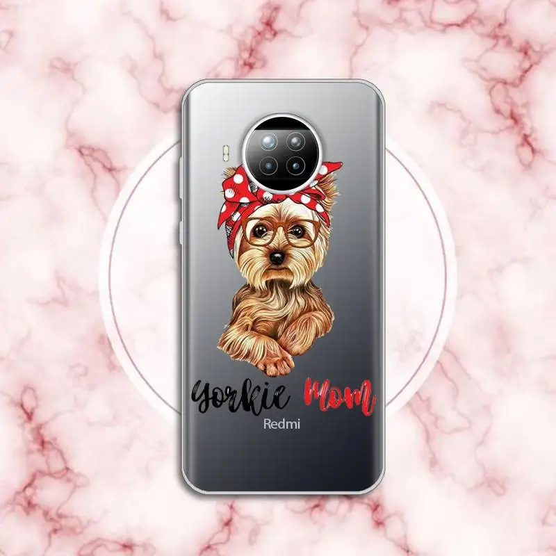 

Yorkshire terrier dog Newest Fashion Novelty Anti-fall luxury Phone Case Transparent for Xiaomi Redmi note 10 t 8 9 pro lite 11