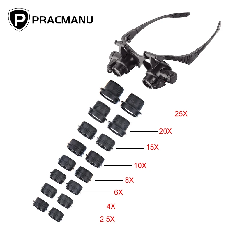 

2.5X 4X 6X 8X 10X 15X 20X 25X Multi-Power Double LED Lights Magnifier Eye Glasses Watch Repair Loupe Jeweler Magnifying Glass