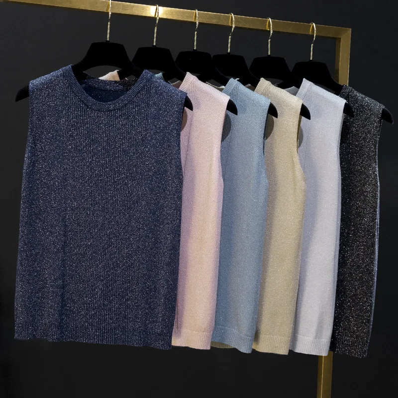 

Топ женский вязаный без рукавов, с V-образным вырезом