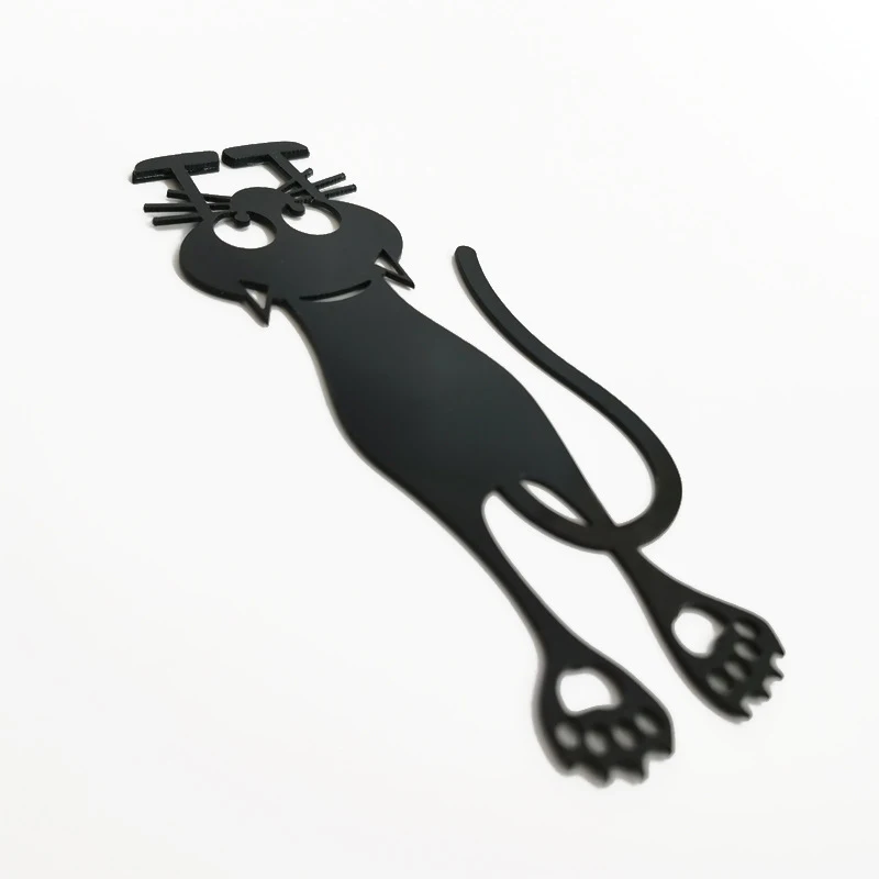 

1/5/10pcs Bookmark Black Cat Shape Hollow out PVC Cat Bookmark 12.3cm BOM666
