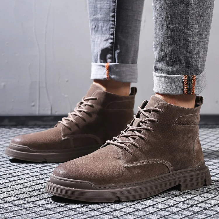 

Brand Men Snow Boots Winter Plush Warm Men Motorcycle Boots Lace-Up Non-slip Male Ankle Boots Waterproof Autumn Man Work Shoes