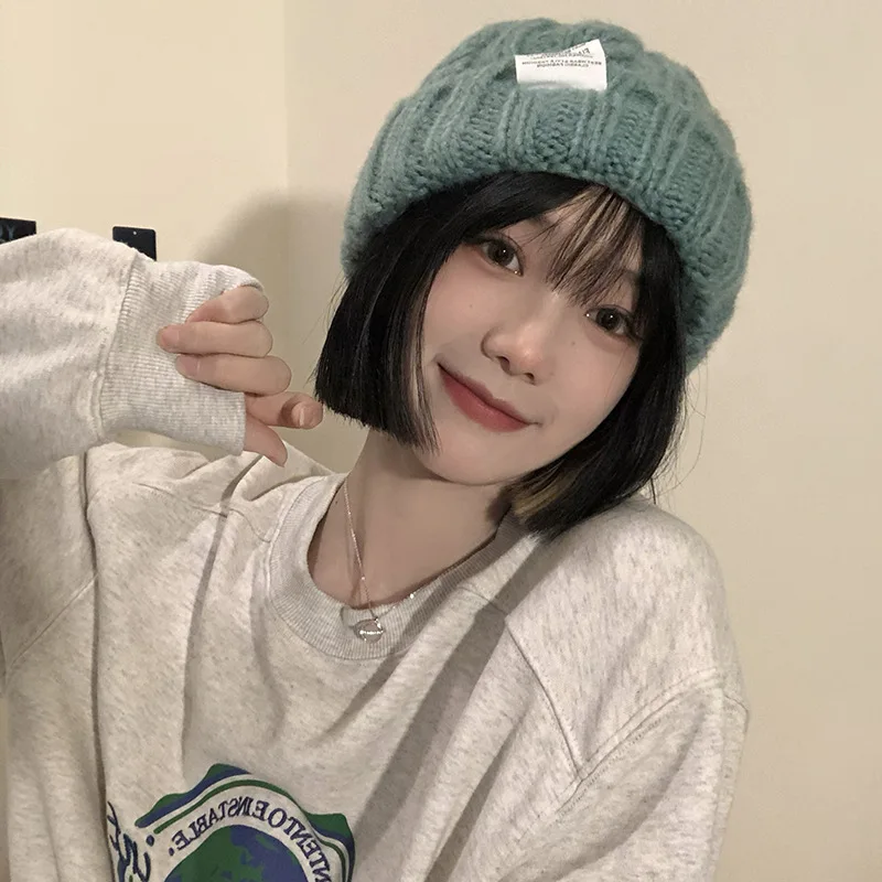 Лидер продаж женские плотные зимние вязаные шапки Зимняя Шапка-бини вязаная
