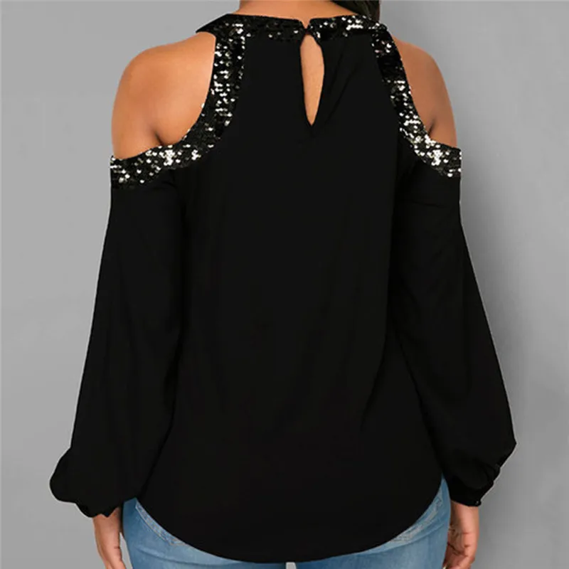 

New Women Long Sleeve Tops Casual Ladies Loose Off Shoulder Blouse Plus Size Top Spring Fashion Women Blouse