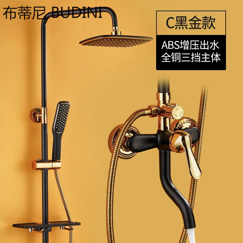 bathroom shower faucet set wall mounted black shower rain bath faucet bathtub faucet eco systems hot and cold blend mixer tap free global shipping