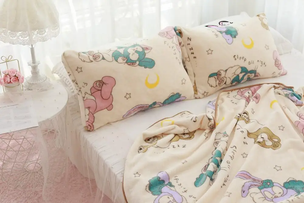 

Duffy ShellieMay plush Flannel blanket cute cartoon bear Bed blanket bedclothes anime Summer quilt plush nap quilt