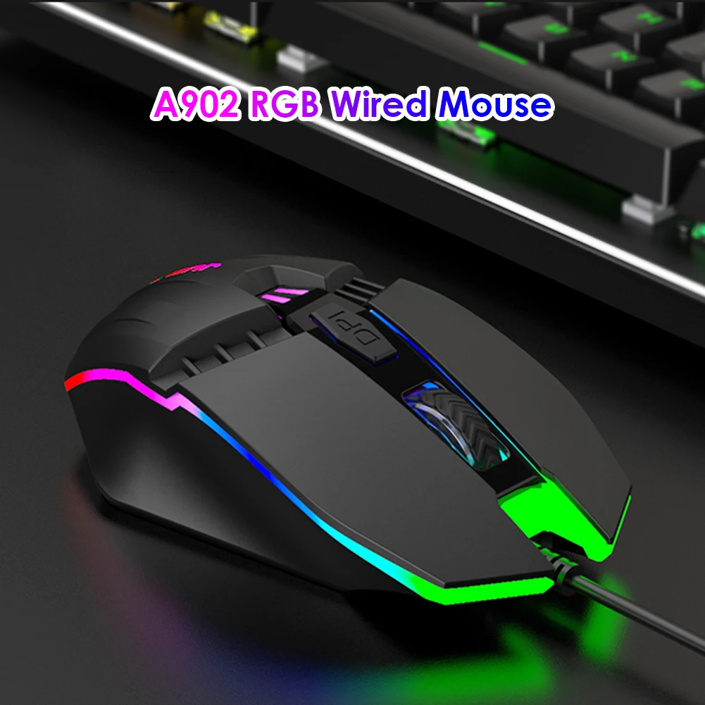 

Компьютерная игровая мышь A902, Проводная оптическая мышь с RGB-подсветкой, для офиса, ноутбука