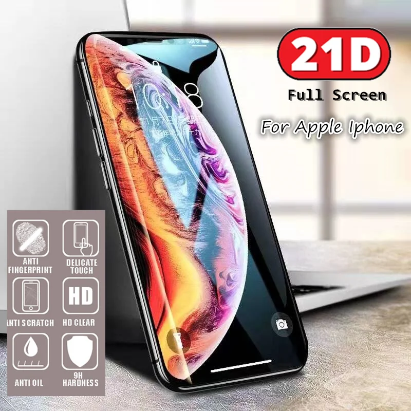 21D полное покрытие стекло для Iphone 6 6S 7 8 Plus X XS MAX XR Защитная пленка экрана 10H