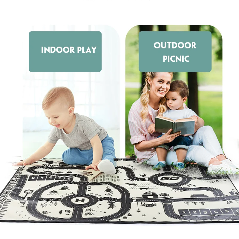 

Car Park Play Mat Taffic Highway Map Waterproof Parking Lot Rug Model Crawling Mat Educational Toys For Children Baby Playmat