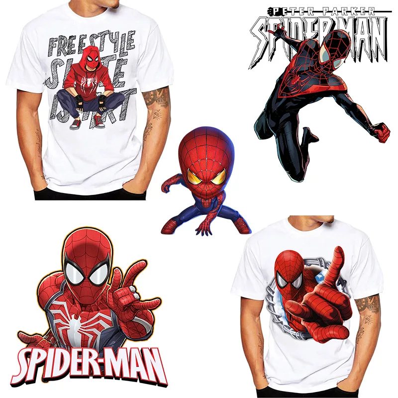 

Cool Marvel Spiderman Fusible Patch Stickers Iron-on Transfers for Clothing Thermo Adhesive Patches for Disney Clothes Appliques
