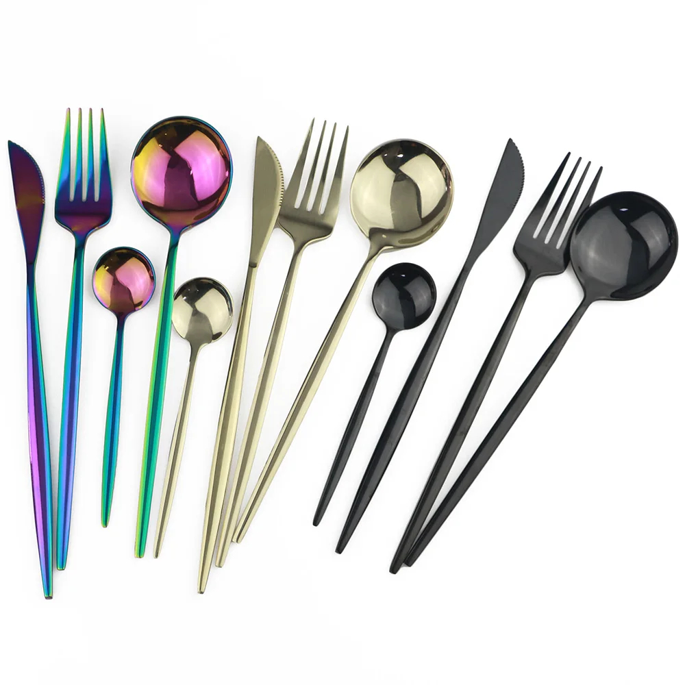 16/24 шт корейский стиль Роскошные блестящие золотистые Радуга столовые приборы