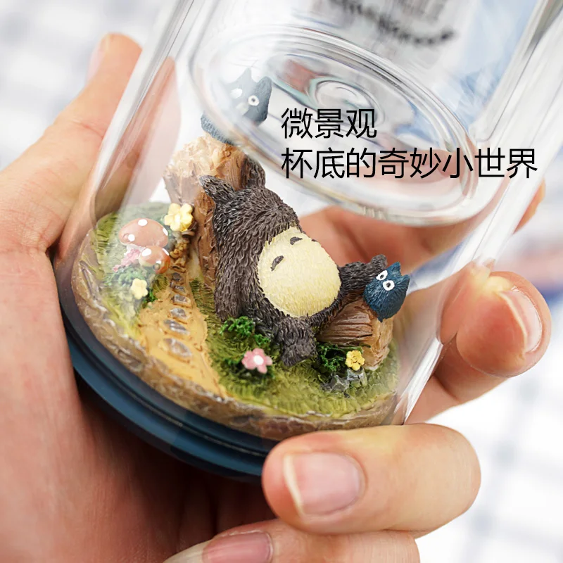 Creative Micro Landscape My Neighbor Totoro Portable Glass Cartoon Korea Lovely Female Students Insulated Double Water Bottle | Дом и сад