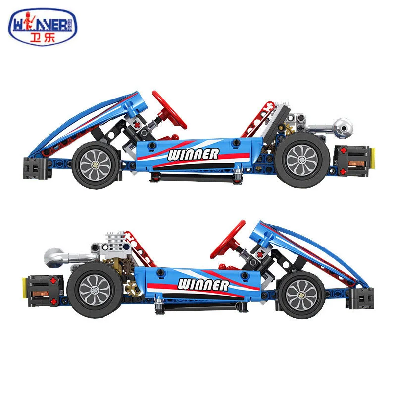 1:8 строительные блоки Technic City Racing Car Kart автомобиль обучающий DIY 371 шт Кирпичи