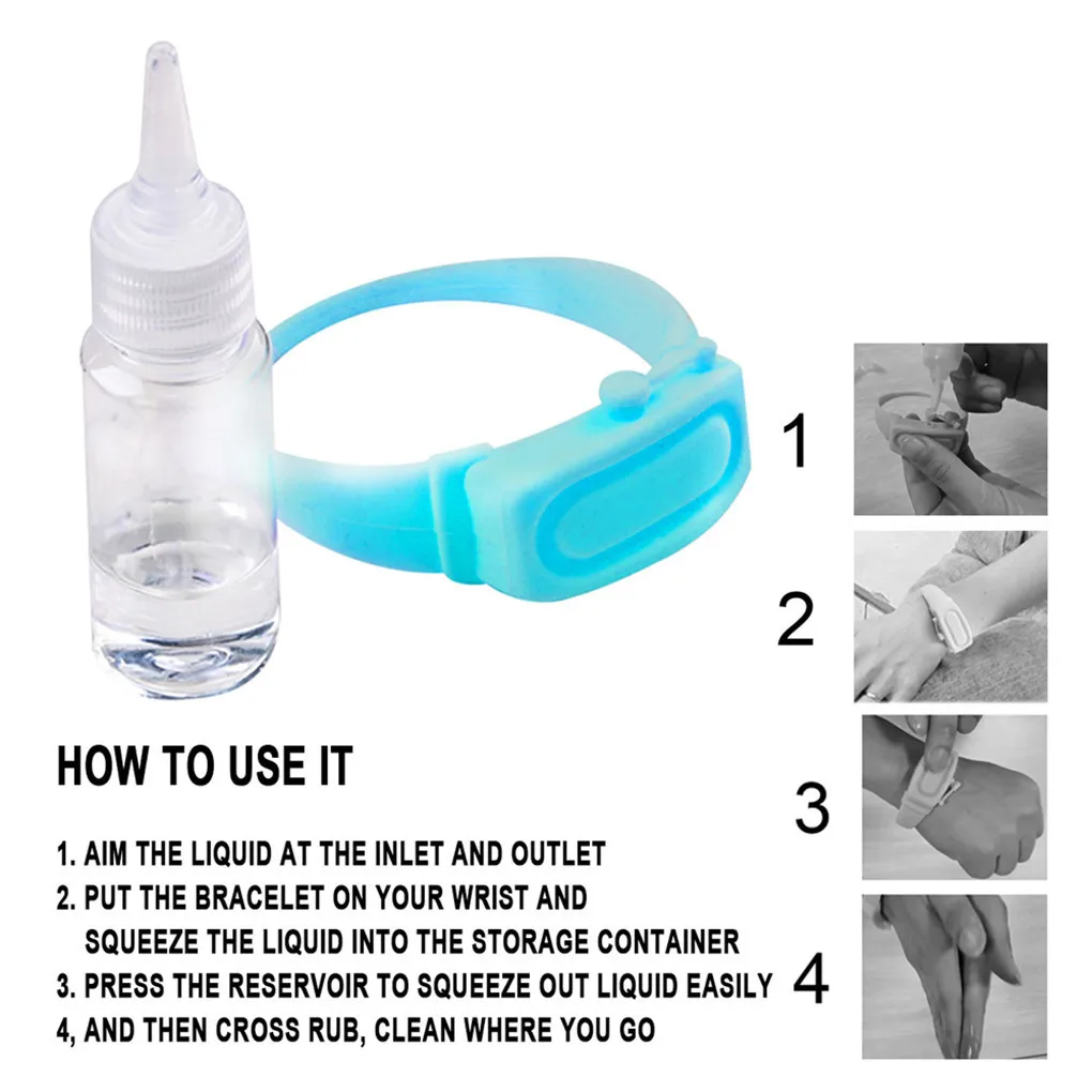 

2020 New Reusable Wristbands Hand Sanitizer Dispensing Portable Bracelet Wristband Hand Dispenser 10ML Wrist Support