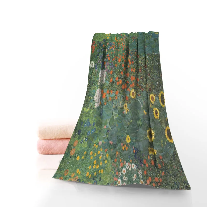 

Новинка, пользовательское полотенце Gustav Klimt с принтом, хлопчатобумажная ткань для лица, Детские мужские и женские полотенца для душа 70x140 см