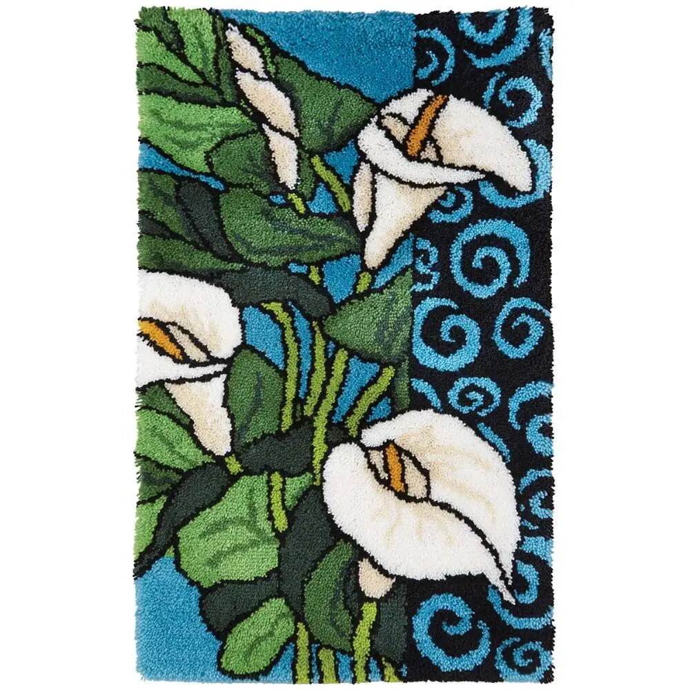 

Latch Hook Kits for Adults and Kids Latch Tapestry Kit Hook Kit with Printed Flowers Pattern Embroidery Carpet Set Foamiran