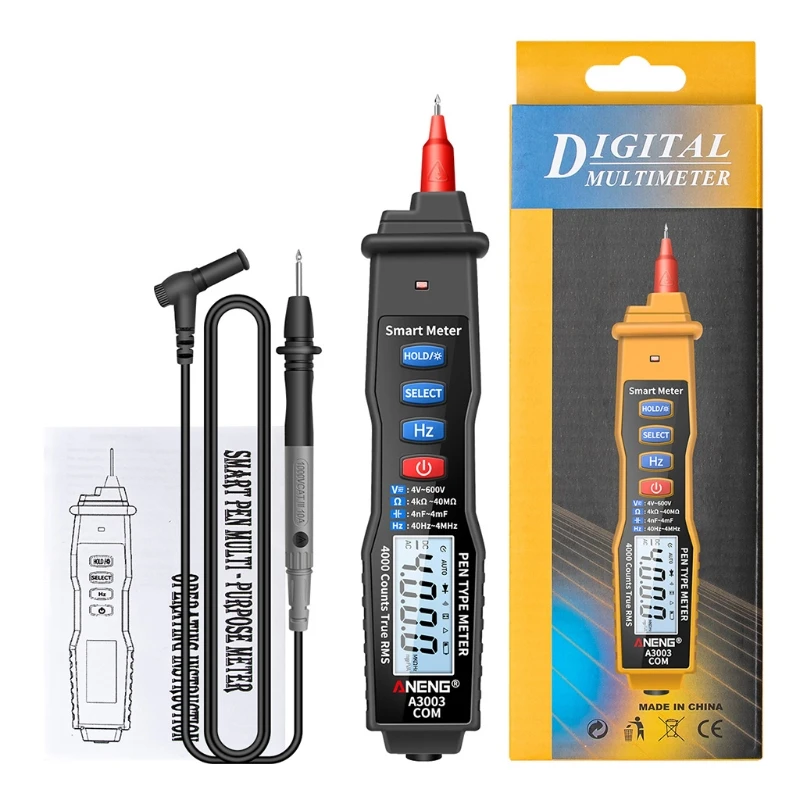 

A3003 Pen Type Multimeter 4000 Counts w/ AC/DC Voltage Resistance Capacitance Hz