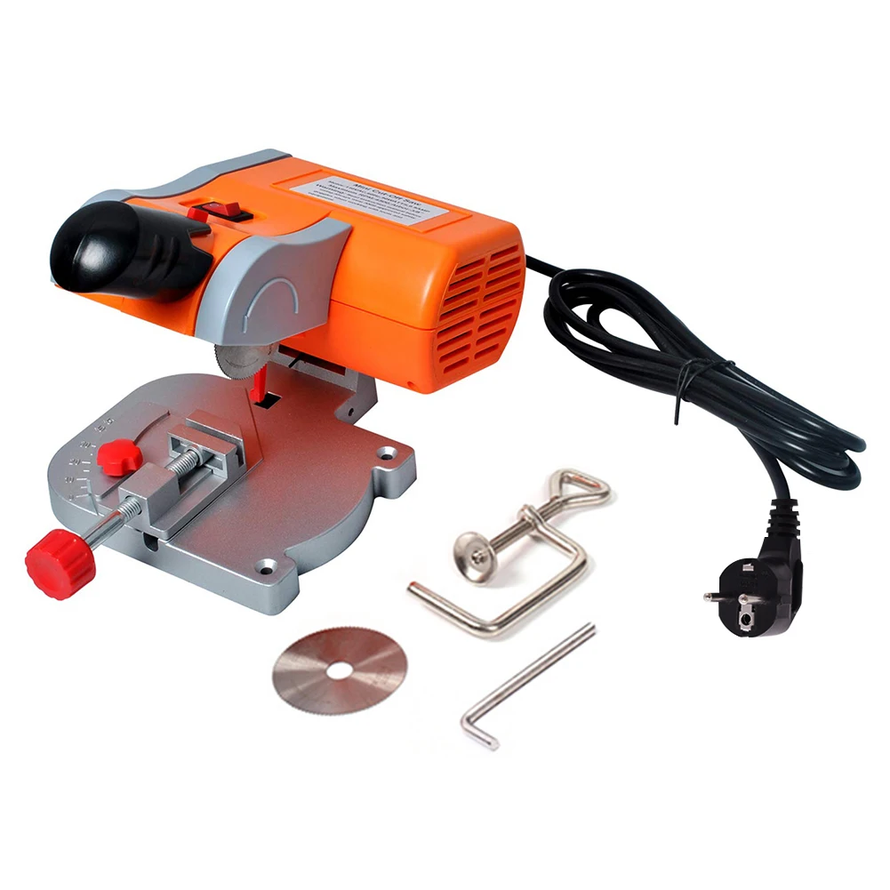 

220V Table Cutting Machine Bench Mini Cut-Off 45 Degree Adjustable Gauge For Aluminum Metal Wood Plastic DIY Working EU Plug