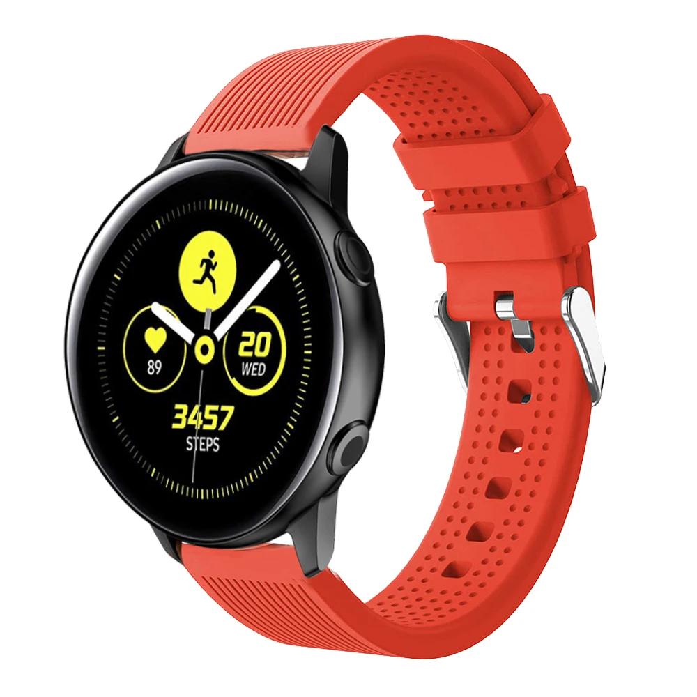Ремешок силиконовый 20 мм для Samsung Galaxy Watch 42 мм/Active 2 классический браслет часов Gear S2