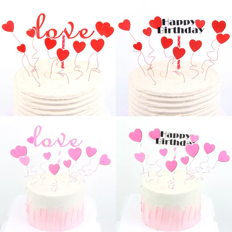 Комплект Топпер для торта с сердечками на день рождения днем День Святого