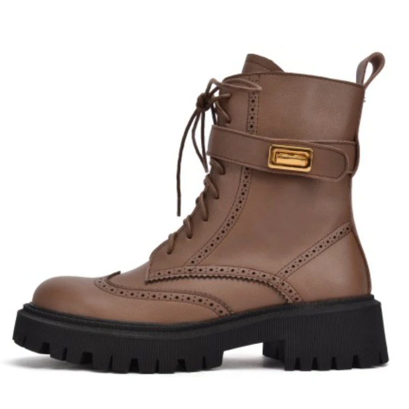 

Size 34-39 women's short boots Flat Boots single lining Plush two types white black brown shoes punk British college short boots
