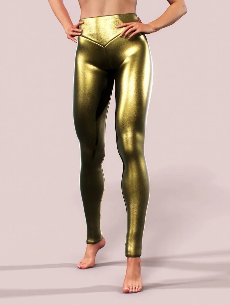 

Fashion Glod Glitter Gym Women Yoga Pants Casual Skinny Plus Size Sport Leggings Seamless Workout High Waist Tights