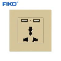 fiko 86mm86mm 13a 3 pin universal pc panel wall socket power socket with dual usb whiteblackgraygoldchampagne gold