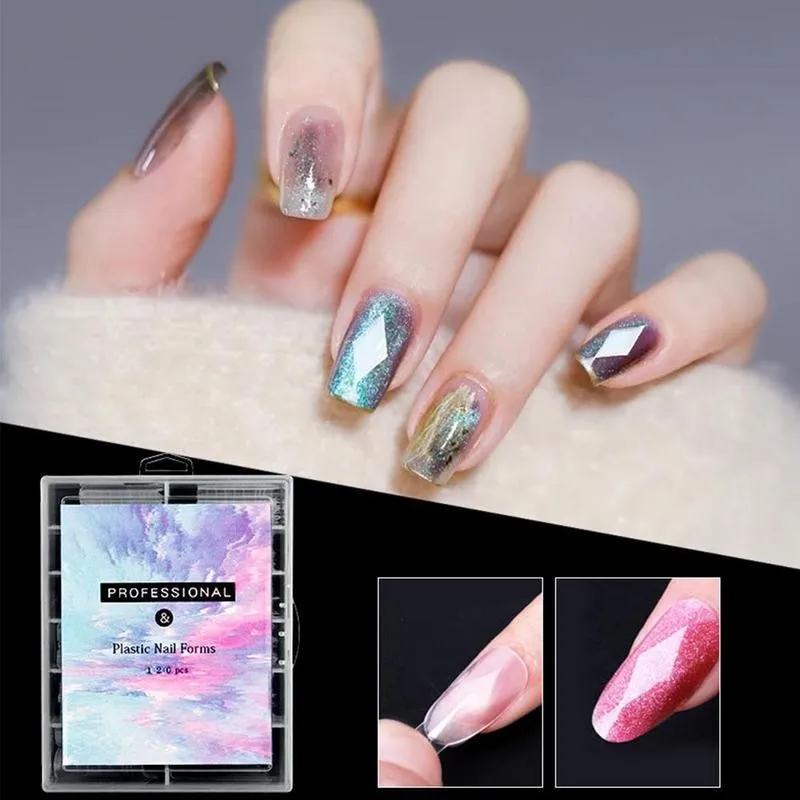 

120pcs Nail Gel Quick Building Mold Tips Diamond Shape Nail Dual Forms Finger Extension Nail Art UV Builder Nail Tools